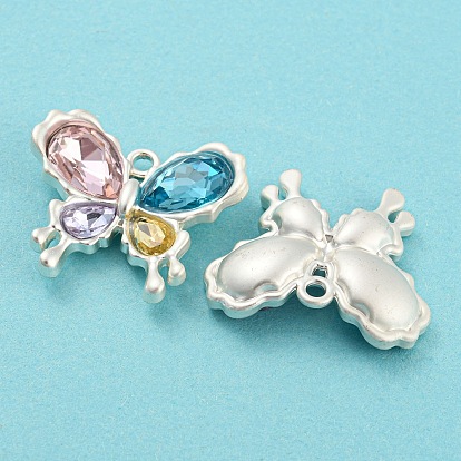Alloy with Colorful Glass Pendants, Butterfly Charms