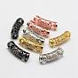 Brass Micro Pave Cubic Zirconia Tube Beads, Lead Free & Nickel Free