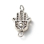 Tibetan Style Alloy Hamsa Hand Beads Links Connectors, with 304 Stainless Steel Eye Pin