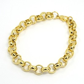 Fashionable 304 Stainless Steel Cable Chain Bracelets, with Lobster Claw Clasps, 8-5/8 inch (220mm), 9mm