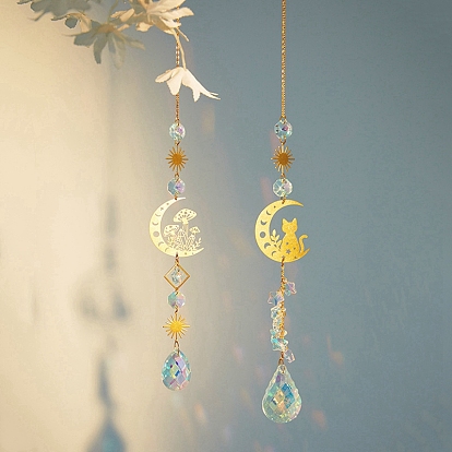 Decoraciones colgantes de cristal, con fornituras de metal, para casa, decoración del jardín