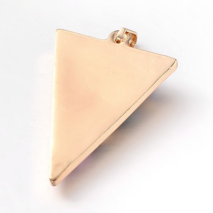 Triangle d'or teint ton pendentifs en cristal en laiton, 44x30.5x7mm, Trou: 7x4mm