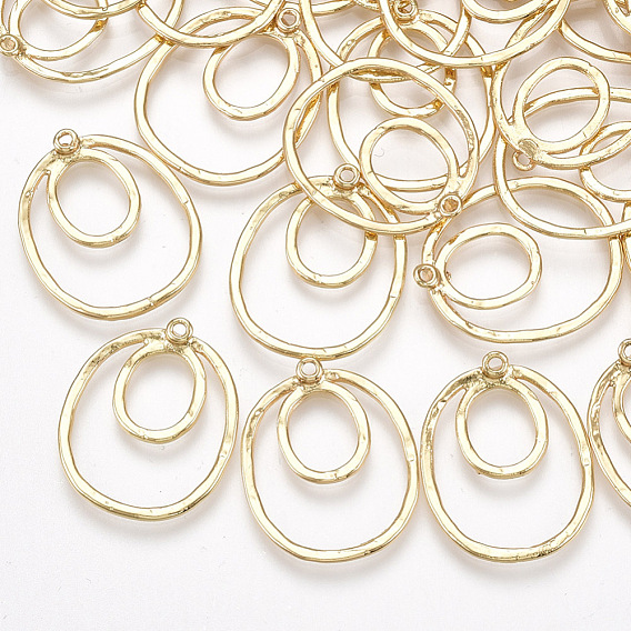 Brass Filigree Pendants, Oval, Real 18K Gold Plated