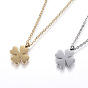 304 Stainless Steel Pendant Necklaces, Four Leaf Clover