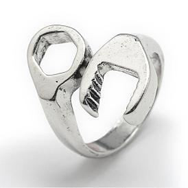 Adjustable Alloy Cuff Finger Rings, Wrench, Size 8