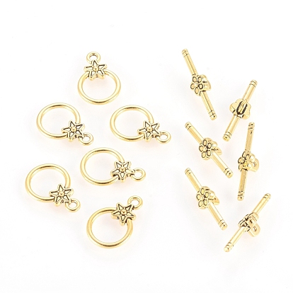 Tibetan Style Alloy Toggle Clasps, Lead Free & Cadmium Free, Ring