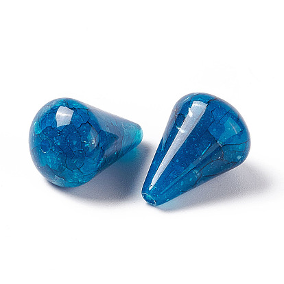 Perles acryliques opaques craquelées, turquoise d'imitation, cône