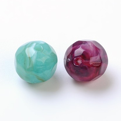 Acrylic Beads, Imitation Gemstone Style, Faceted, Round, Hole: 2mm