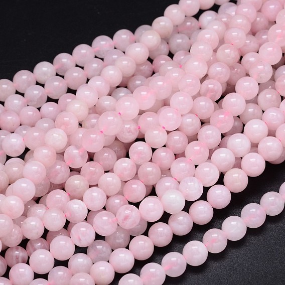 Ronda natural grado a hilos de perlas de cuarzo rosa de Madagascar