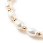 Bracelets coulissants en perles naturelles de riz, bracelets bolo, avec 304 chaînes en acier inoxydable, or