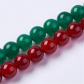 Natural Crackle Agate Beads Strands, Heated & Dyed, Round