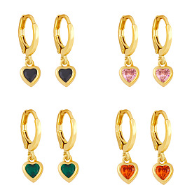 AS Jewelry Zircon Earrings - Minimalist, Vintage, Heart-shaped Pendant, Delicate, Design Sense