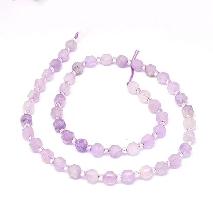 Chapelets de perles naturelles améthyste, avec des perles de rocaille, facette, Toupie, perles de prisme à double pointe