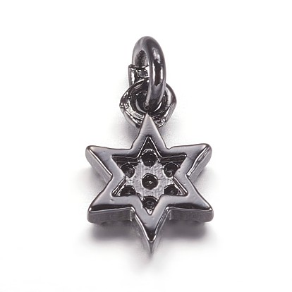 Micro latón allanan colgantes cúbicos del zirconia, para judío, estrella de david encantos