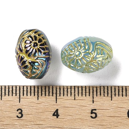 Golden Metal Enlaced Opaque Acrylic Beads, Oval