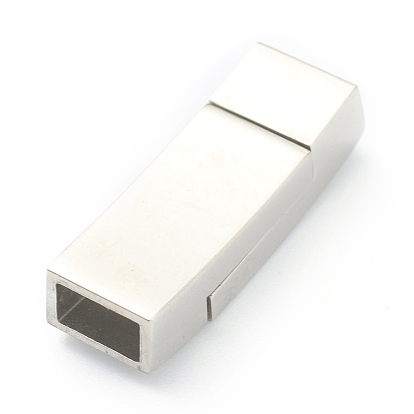 316 Surgical Stainless Steel Magnetic Clasps with Glue-in Ends, Rectangle
