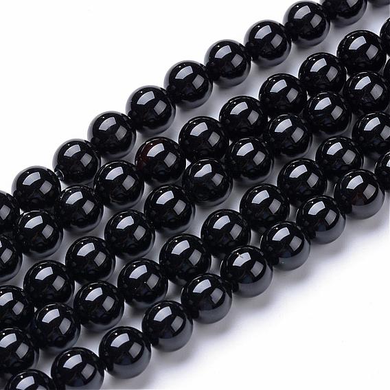 Natural Black Onyx Round Bead Strands, Dyed