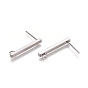 304 Stainless Ear Stud Components, with Loop, Rectangle