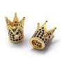 Rack Plating Brass Cubic Zirconia Beads, Long-Lasting Plated, Crown