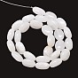 Natural White Jade Oval Bead Strands, 14x10x6mm, Hole: 1mm, about 29pcs/strand, 15.74 inch