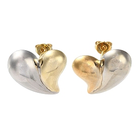 Rack Plated Brass Studs Earring, Long-Lasting Plated, Lead Free & Cadmium Free, Heart