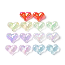 UV Plating Rainbow Iridescent Transparent Acrylic Beads, Heart