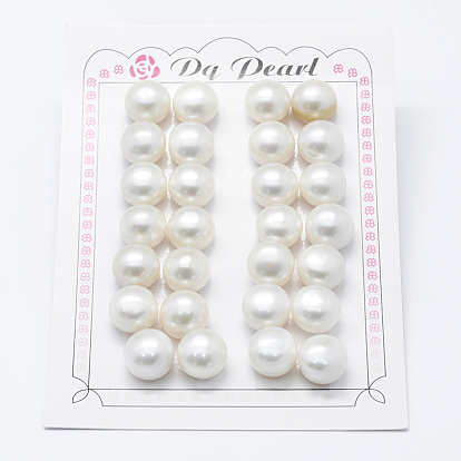 Natural Cultured Freshwater Pearl Beads, Grade 3A, Half Drilled, Rondelle