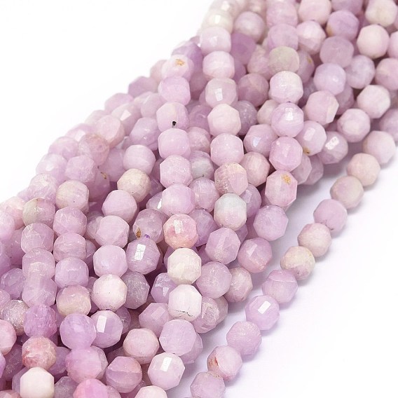 Brins de perles naturelles de kunzite / spodumène, facette, Toupie, perles de prisme à double pointe
