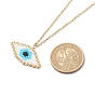 Japanese Seed Braided Rhombus with Evil Eye Pendant Necklace with 304 Stainless Steel Chains for Women