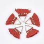 Polycotton(Polyester Cotton) Tassel Charms Decorations, Mini Tassel, with Brass Findings, Triangle, Golden