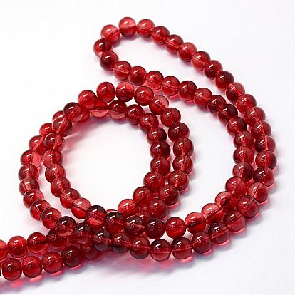 Baking Painted Transparent Glass Round Bead Strands, 10~10.5mm, Hole: 1.5mm, about 85pcs/strand, 31.4 inch