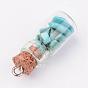 Glass Bottle Pendants, with Natural & Synthetic Gemstone Chip Beads and Iron Findings, Platinum