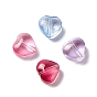 Electroplate Transparent Glass Bead, with Glitter Gold Powder, Heart