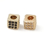 Real 18K Gold Plated Brass Micro Pave Cubic Zirconia Beads, Cube