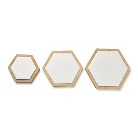 3Pcs 3 Sizes Bamboo with PU Leather Jewelry Display Tray Sets, Hexagon