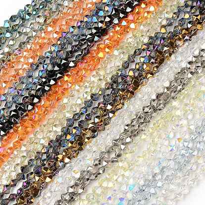 Electroplate Transparent Glass Beads Strands, Twist