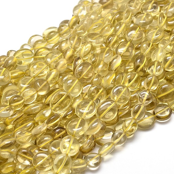 Natural Lemon Quartz Gemstone Nuggets Bead Strands, Tumbled Stone, 9~12x8~13x5~7mm, Hole: 1mm, about 15.3 inch ~15.7 inch