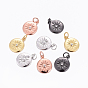 Brass Charms, with Cubic Zirconia, Flat Round with Sun, Clear