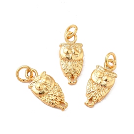 Rack Plating Brass Pendants, with Jump Ring, Owl