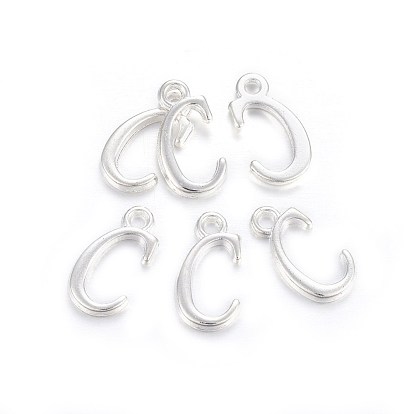 Silver Color Plated Alloy Letter Pendants, Rack Plating, Cadmium Free & Lead Free