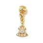 Rack Plating Brass Micro Pave Clear Cubic Zirconia Pendants, Long-Lasting Plated, Cadmium Free & Lead Free, Christmas Tree