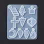 Moules en silicone pendentif bricolage, moules de résine, couronne, Hamsa main, éclair, cœur, triangle, croix, larme, lollipop, feuille, lune