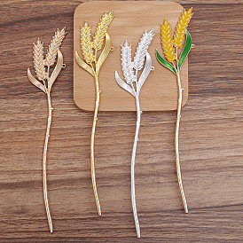 Alloy Wheat Hair Sticks for Enamel, with Loop, Long-Lasting Plated Hair Accessories for Women