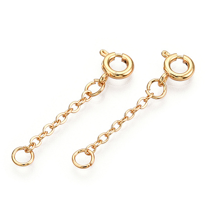 Brass Cable Chain Chain Extender, End Chains with Spring Ring Clasps