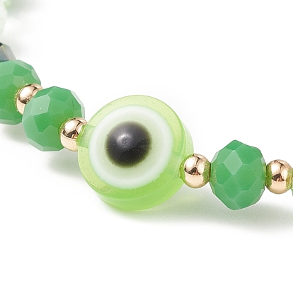 Bracelet extensible en perles de verre et résine mauvais œil pour femme
