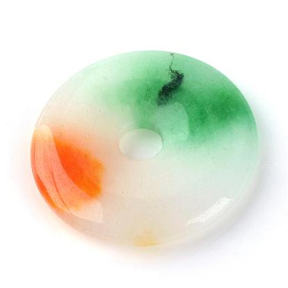 Natural Jade Pendants, Donut/Pi Disc, Dyed