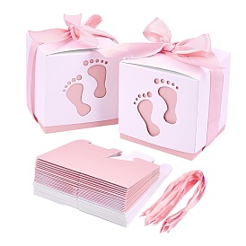 Paper Gift Box, Wedding Decoration, Folding Boxes with Footprints Pattern