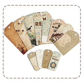 12 piezas 3 tamaños etiquetas de regalo de papel rectangulares con temática de insectos, etiquetas colgantes