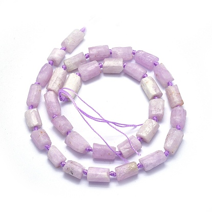 Natural Kunzite Beads Strands, Spodumene Beads, Column, Faceted, Frosted