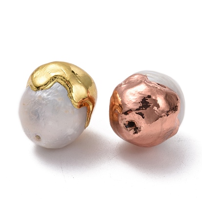 Culture des perles perles d'eau douce naturelles, avec les accessoires en laiton, ovale